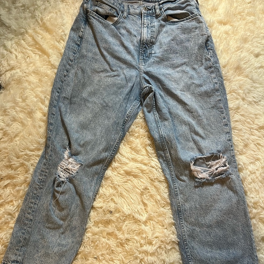 Arizona Jean Company Light Blue Distressed Wide Leg Jeans